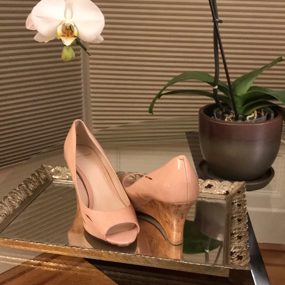 Cole Haan Nude Patent Leather Wedges